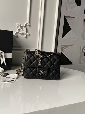 Chanel 25K Mini Flap Bag with Golden Ball Champagne Gold